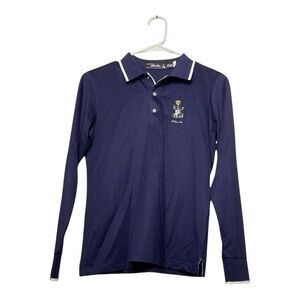 Women’s RLX Ralph Lauren long sleeve, tour pique bear polo in navy, size XS